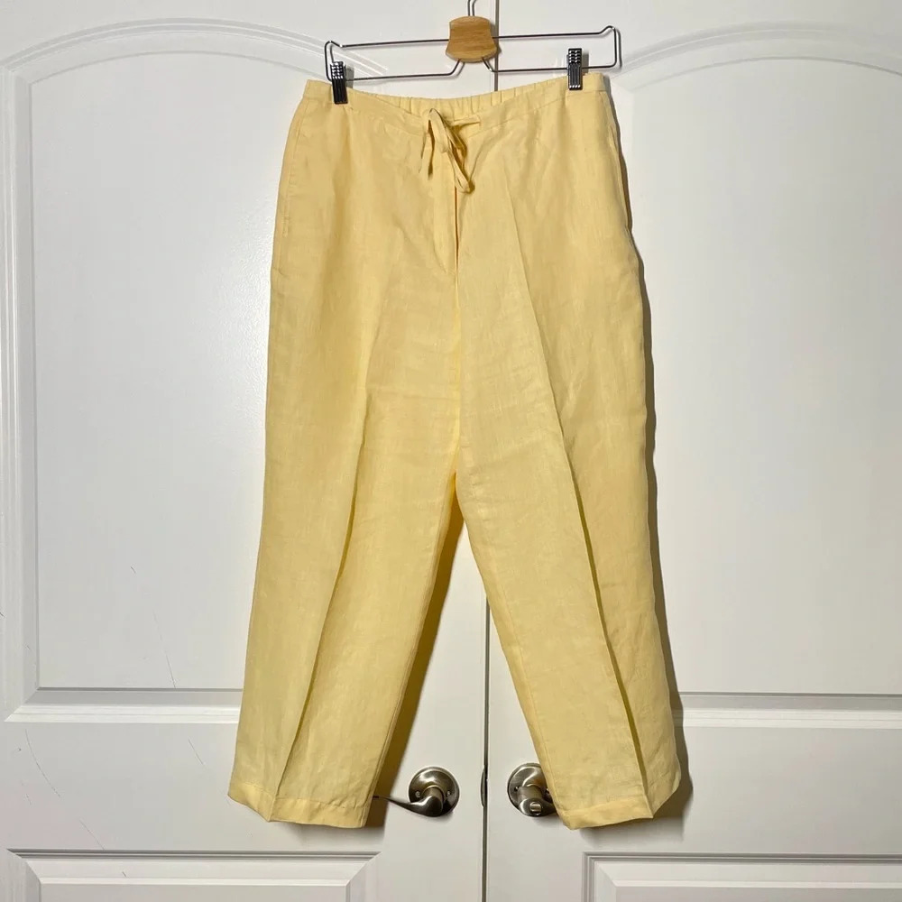 Liz Claiborne 100% Silk Wide Leg Cropped Pants size 12P